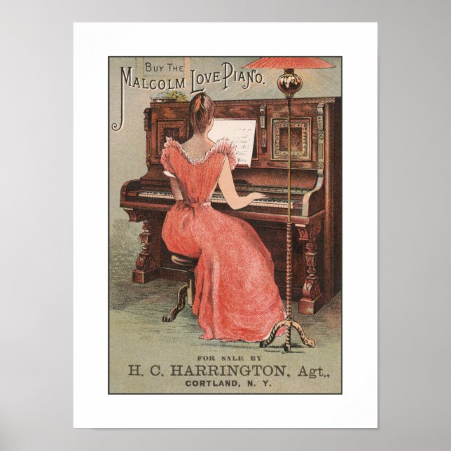 Poster Instrumento Musical de Advertimento de Piano Vinta (Frente)