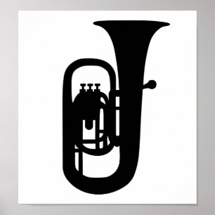 Poster Instrumento preto da tuba