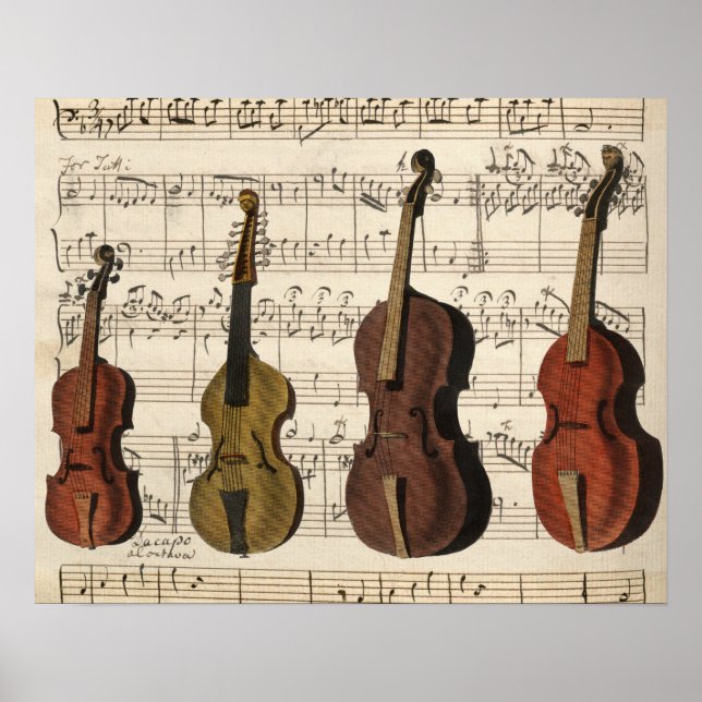 Poster Instrumentos de String Vintage (Frente)