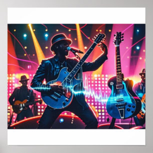 Poster instrumentos musicais abstrato retro pop