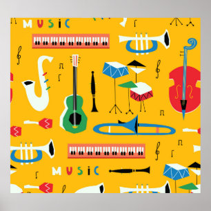 Poster Instrumentos Musicais: Meio século Amarelo
