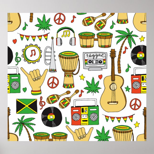 Poster Instrumentos Musicais: Reggae Sem Olhos (Frente)