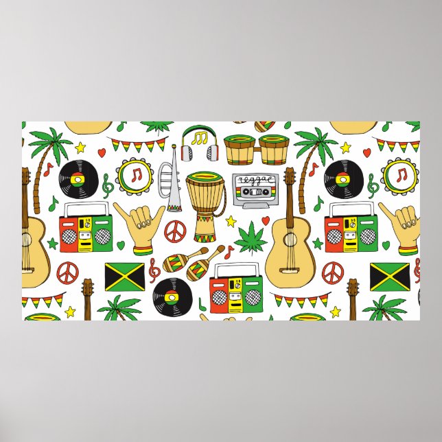 Poster Instrumentos musicais sem descontinuidades. Reggae (Frente)