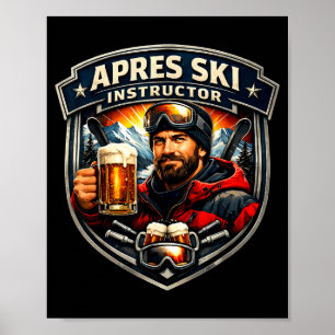 Poster Instrutor de après ski divertido professor de esqu