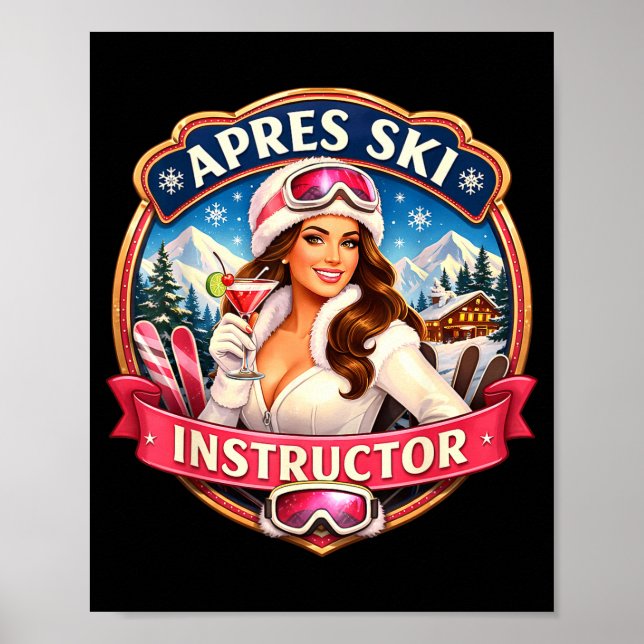 Poster Instrutor de après-ski professor de esqui engraçad (Frente)