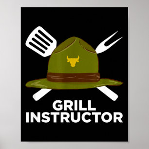 Poster Instrutor de churrasco engraçado bbq pitmaster gre
