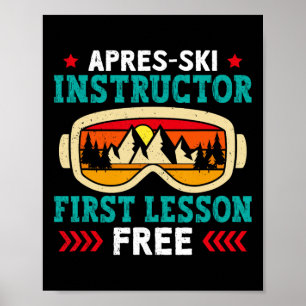 Poster Instrutor de Esqui Apres-esqui Primeira Lição Grát