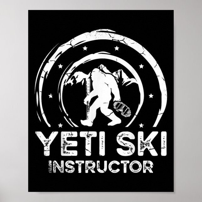 Poster Instrutor de Esqui Yeti Sasquatch Para Uma Esquiad (Frente)