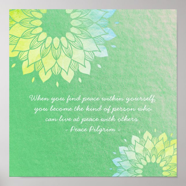 Poster Instrutor de Meditação Yoga Dourado Flores Mandala (Frente)