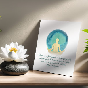 Póster Instrutor de Meditação YOGA Dourado Teal Watercolo