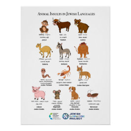 Póster Insultos de Animais em Línguas Judaicas