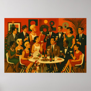 Poster Intelectuais de Martini Modernos do Meio do Século