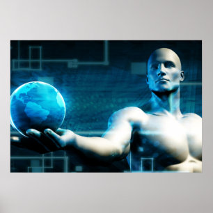 Póster Inteligência empresarial com abstrato dos dados