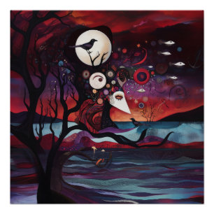 Póster Intenção Manifestante Witchy AI Art Semi-Gloss