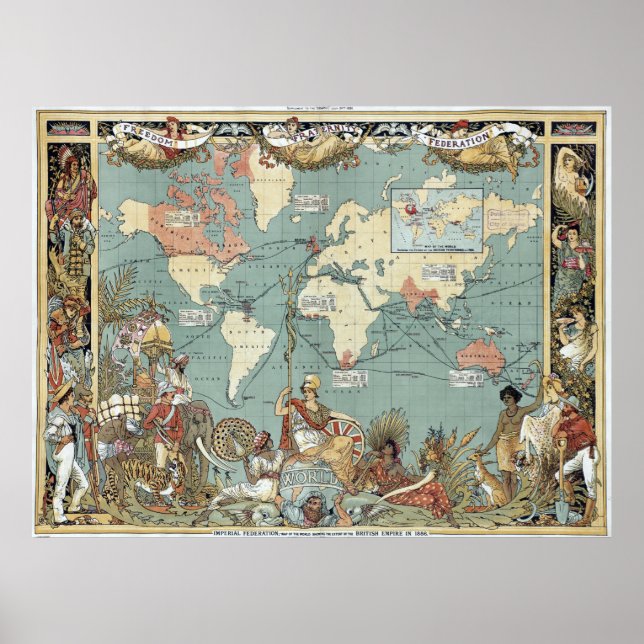 Poster Interessante mapa mundial do Império Britânico 188 (Frente)