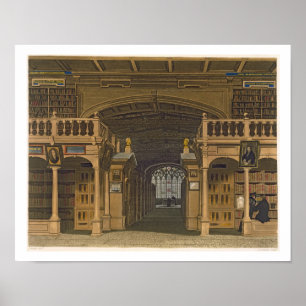 Poster Interior da biblioteca de Bodleian, ilustração