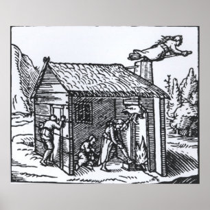 Poster Interior da casa de uma bruxa, 1579