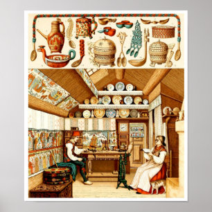 Póster Interior da casa sueco (mobília e cookware)