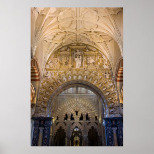 Póster Interior da catedral de Mezquita em Córdova