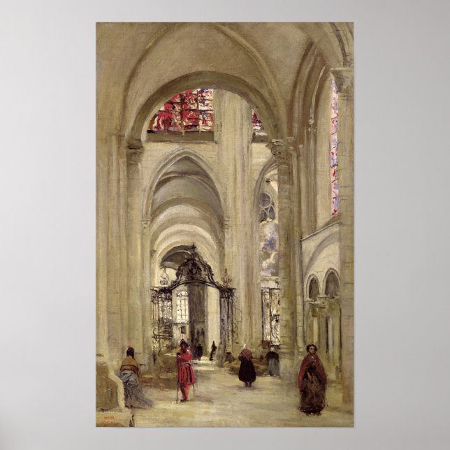 Poster Interior da Catedral de Ruas. Etienne, Sens (Frente)