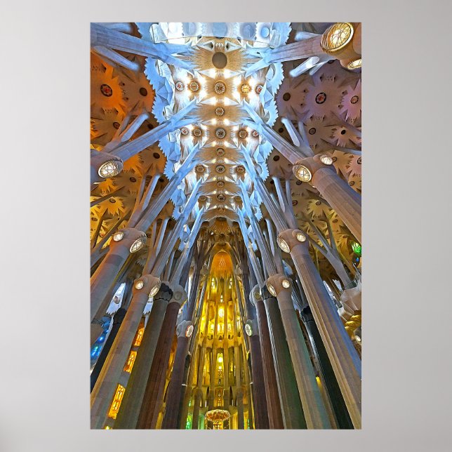 Poster Interior da Sagrada Família Barcelona  (Frente)