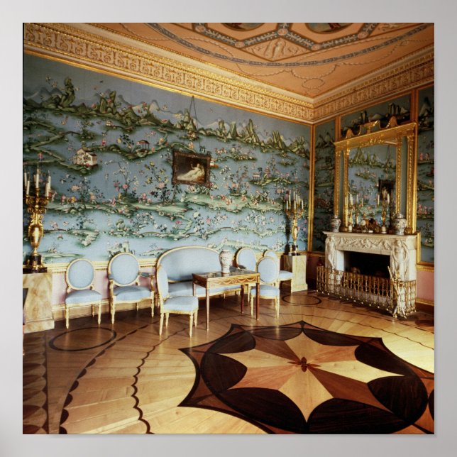 Póster Interior da Sala de Desenho Azul Chinesa (Frente)