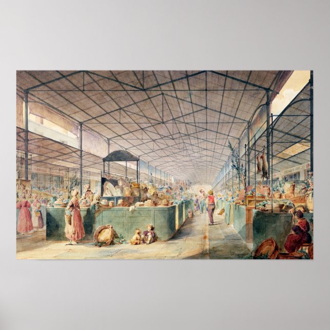 Póster Interior de Les Halles, 1835 (Frente)