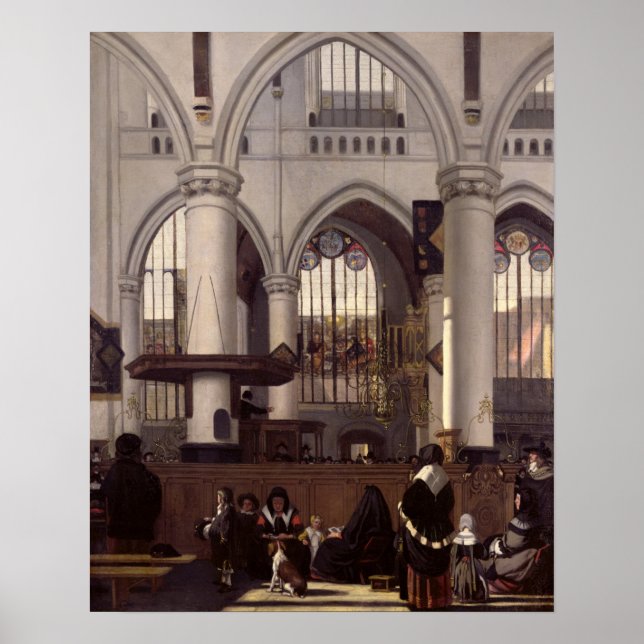 Poster Interior de Oude Kerk, Amsterdã, c.1660 (Frente)