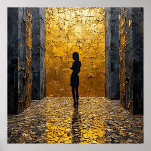 Poster Interior de Ouro Luxuoso Sala Moderna Elegante Aes
