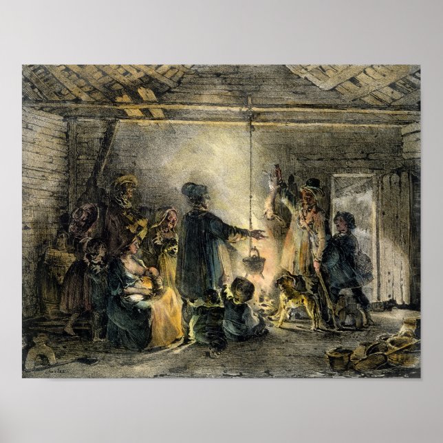 Poster Interior de uma cabana do Mineiro do Carvão (Frente)