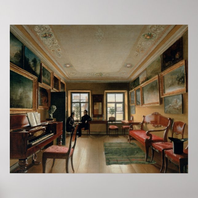 Póster Interior de uma Manor House, 1830 (Frente)