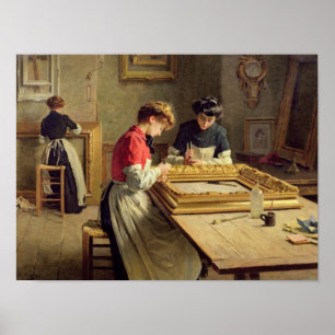 Poster Interior de uma oficina do Gilding do quadro