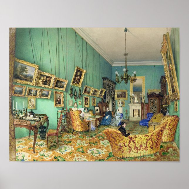 Póster Interior de uma sala, 1847 (Frente)