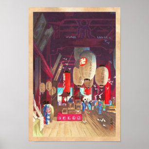 Póster Interior do templo Narazaki Eisho de Asakusa