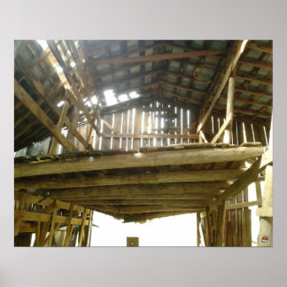 Poster Interior do velho celeiro na frente