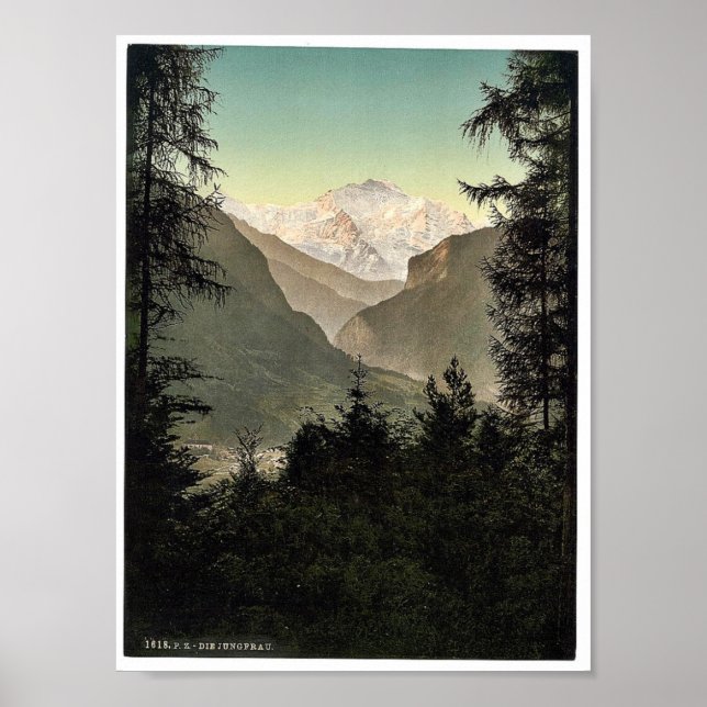 Poster Interlaken, hotéis, Bernese Oberland, Suiça. (Frente)