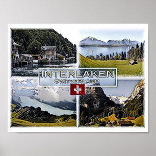 Poster Interlaken - Suiça - Mosaico -