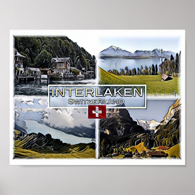 Poster Interlaken - Suiça - Mosaico - (Frente)