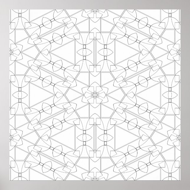 Poster Interlocking Geometric Tile Pattern Coloring Art (Frente)