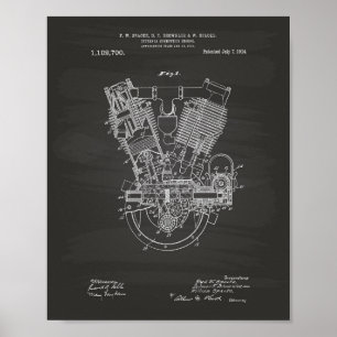Póster Internal Combustion Engine 1914 Patent Chalkboard
