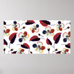 Poster Interseção do fluxo de hibisco estilizado elegante