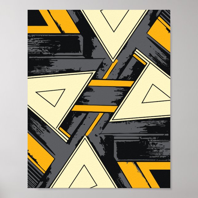 Poster Intersecting Triangular Forms in Yellow and Cream (Frente)