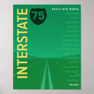 Poster Interstate 75 (I-75) (Verde)