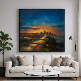 Poster Into The City - Pastel Painting Style Cityscape