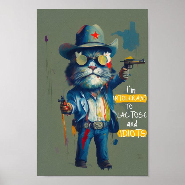 Poster Intolerante a Lactose e Idiotas Gato-Vadio (Frente)
