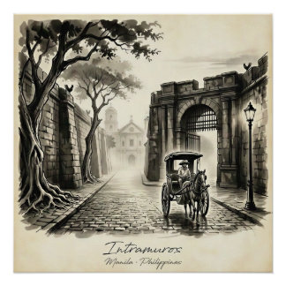 Póster Intramuros Manila Kalesa Património