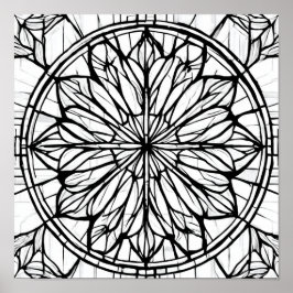 Poster Intricate Cathedral Line Pattern: Stained-Glass