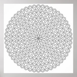 Poster Intricate Concentric Loop Mandala with Floral Core