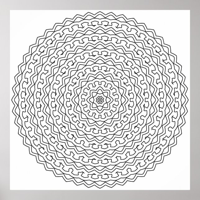 Poster Intricate Concentric Loop Mandala with Floral Core (Frente)