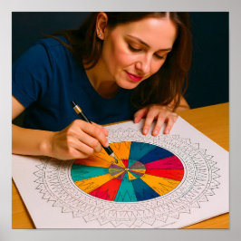 Poster Intricate Mandala Coloring Detail Technique
